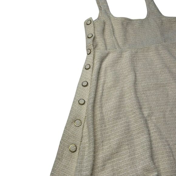 Zara Size S Bouclee Tweed Sleeveless Mini‎ Dress Cream White Coquette Feminine - Picture 8 of 11